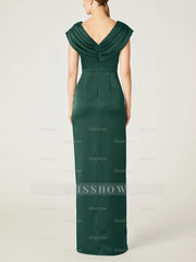 V-Neck Sleeveless Floor-Length Sheath/Column Mother Of The Bride Dress with Ruffles