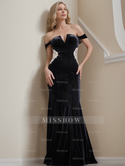 V-Neck Sleeveless Floor-Length Sheath/Column Mother of the Bride Dress With Beaded Applique