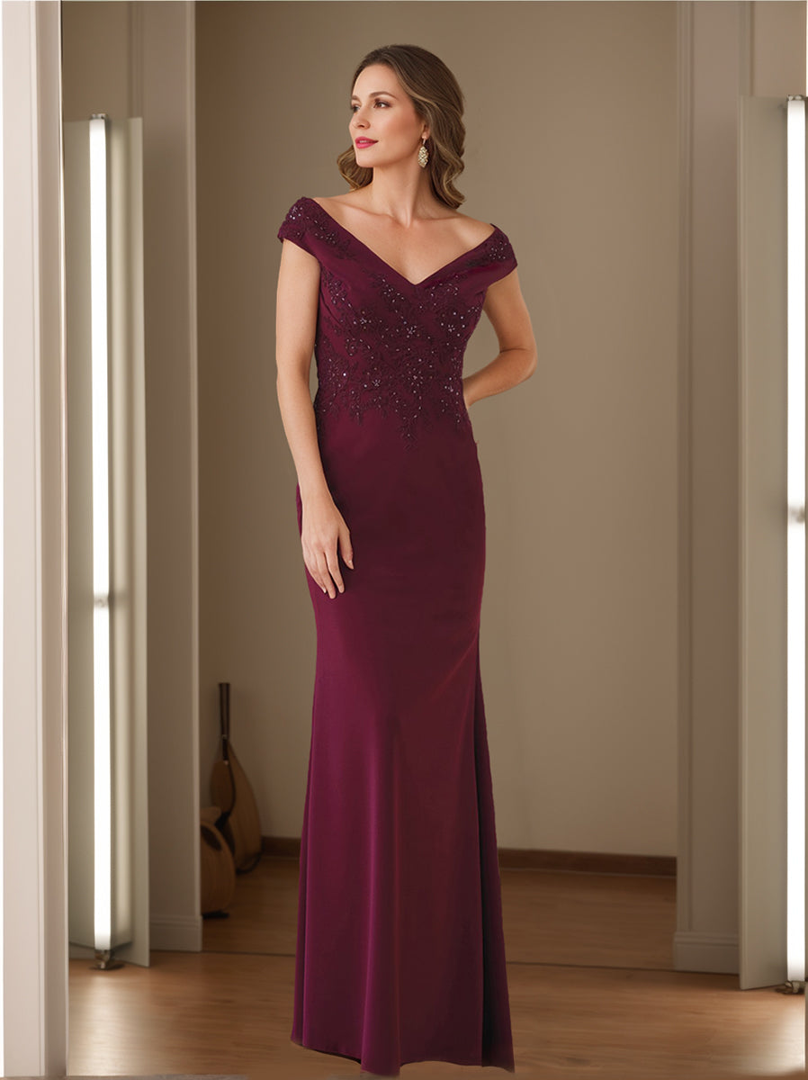 V-Neck Sleeveless Sheath/Column Mother Of The Bride Dresses Featuring Appliques