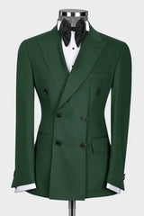 Verdant Peaked Lapel Double-Breasted Bespoke Prom Outfit