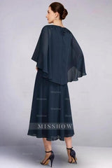 Vintage A-Line Chiffon V-Neck Mother of The Bride Dress Long Sleeve Bridesmaid Dresses With Appliques