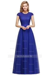 Vintage A-Line Scoop Cap Sleeve Tulle Flower Girls Dresses