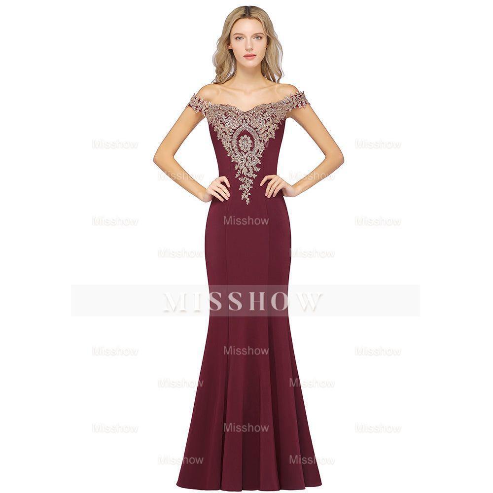 Vintage Column Off-The-Shoulder Sleeveless Satin Prom Dress