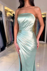 Vintage Column Satin Sleeveless Prom Evening Dresses With Ruffles