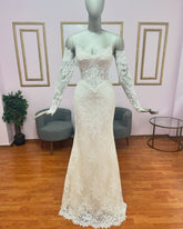 Vintage Ivory Sweetheart Long-Sleeve Mermaid Wedding Dress with Appliques