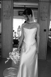 Vintage Long White A-line Satin Strapless Corset Wedding Dress