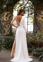 White Asymmetric V-Neck Jumpsuit Distinctive Women's Party Jump Suit