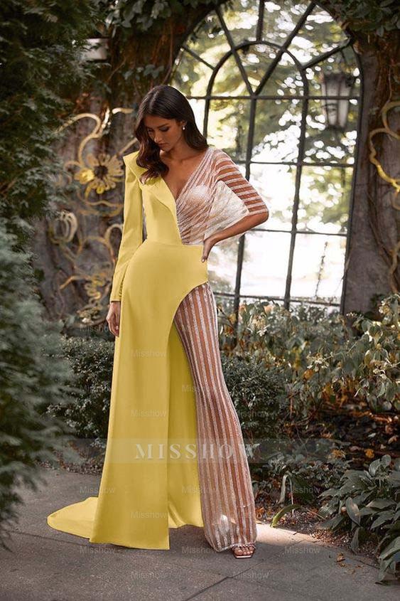 White Asymmetric V-Neck Jumpsuit Distinctive Women's Party Jump Suit