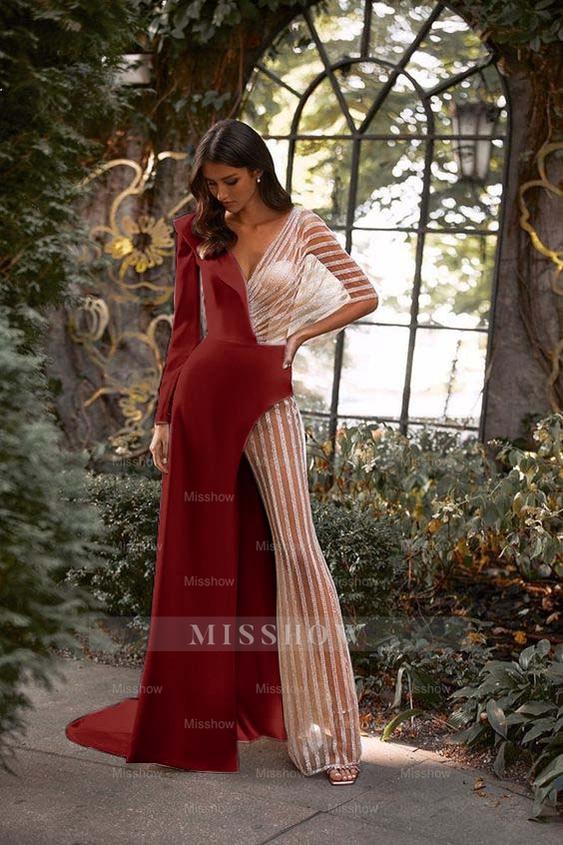 White Asymmetric V-Neck Jumpsuit Distinctive Women's Party Jump Suit