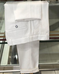 White Chic Plaid Notched Lapel Three-Piece Business Suit