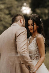 White Princess A-line Tulle Wedding Dress Floor length Bridal Gowns