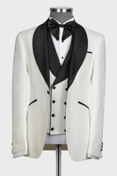 White Shawl Lapel Three-Piece Suit for Men's Wedding