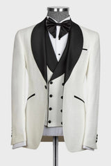 White Shawl Lapel Three-Piece Suit for Men's Wedding