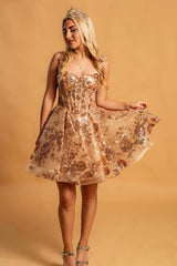 White Spaghetti Straps A-Line Short Corset Homecoming Dress with Appliques