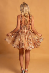 White Spaghetti Straps A-Line Short Corset Homecoming Dress with Appliques