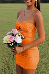 Yellow Bodycon Sweetheart Keyhole Mini Party Dress