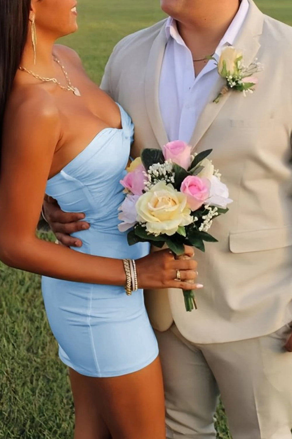 Yellow Bodycon Sweetheart Keyhole Mini Party Dress