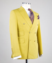 Yellow Peak Lapel Double Breasted Two-Piece Men’s Suits