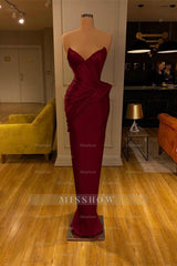 Yellow Strapless Sweetheart Sleeveless Mermaid Pleated Floor Length Formal Evening Gown