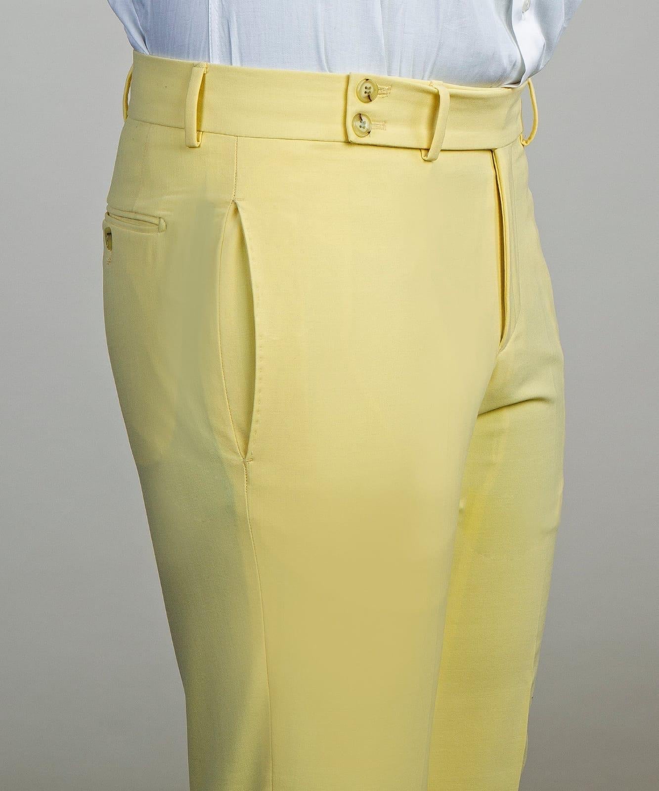 Yellow Trendy Double Breasted Peak Lapel Men’s Suits