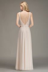 A-line Chiffon Floor Length Bridesmaid Dress Sleeveless Evening Swing Dress