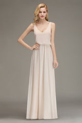 A-line Chiffon Floor Length Bridesmaid Dress Sleeveless Evening Swing Dress