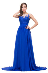 A-line Floor-length Crew Chiffon Bridesmaid Dresses
