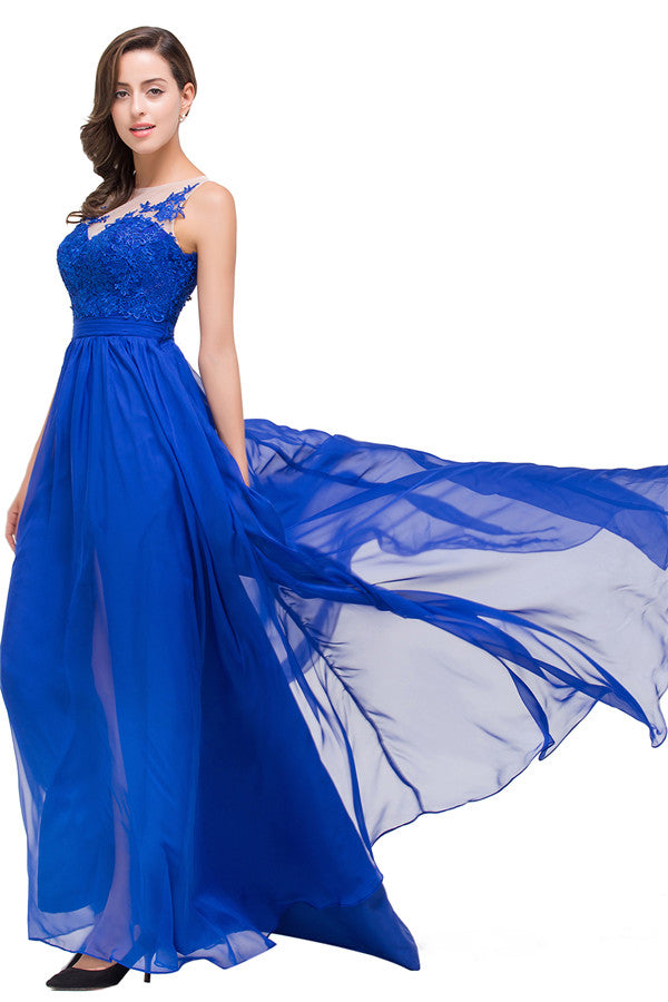 A-line Floor-length Crew Chiffon Bridesmaid Dresses