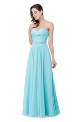 A-line Floor-length Ruffle Chiffon Sweetheart Bridesmaid Dresses