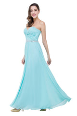 A-line Floor-length Ruffle Chiffon Sweetheart Bridesmaid Dresses