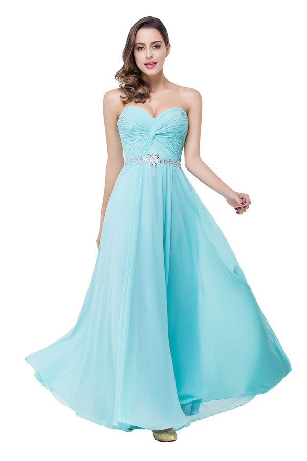 A-line Floor-length Ruffle Chiffon Sweetheart Bridesmaid Dresses