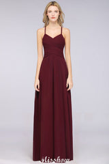 A-Line Halter V-Neck Sleeveless Bridesmaid Dress Ruffles Evening Swing Dress