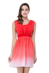A-line Jewel Red Bridesmaid Dress