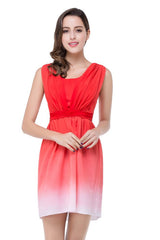 A-line Jewel Red Bridesmaid Dress