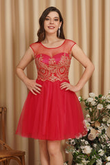 A-Line Lace Appliques Sweetheart Short Evening Dresses