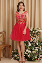 A-Line Lace Appliques Sweetheart Short Evening Dresses