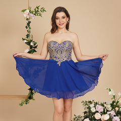 A Line Lace Appliques Sweetheart Short Prom Dresses