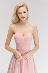 A-line Long Sweetheart Spaghetti Sleeveless Bridesmaid Dress