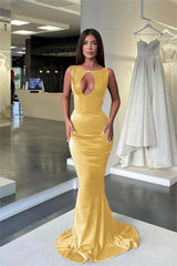 Jewel Neck Sleeveless High Waist Mermaid Formal Dress With Pleated