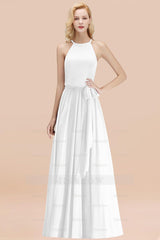 Affordable Halter Bow Long Bridesmaid Dresses Modest Burgundy Chiffon Wedding Party Dress