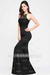 Affordable Mermaid Keyhole Black Lace Bridesmaid Dresses