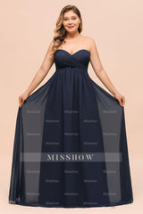 Affordable Strapless Sweetheart Long Bridesmaid Dresses with Ruffle