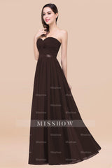 Affordable Sweetheart Ruffle Navy Chiffon Bridesmaid Dresses With Ribbon