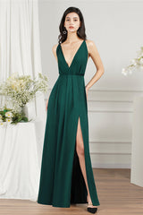 Affordable V-Neck Straps Chiffon Bridesmaid Dresses