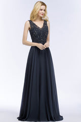 Aline Chiffon Appliques Evening Maxi Gown Crystals Sleeveless Party Dress