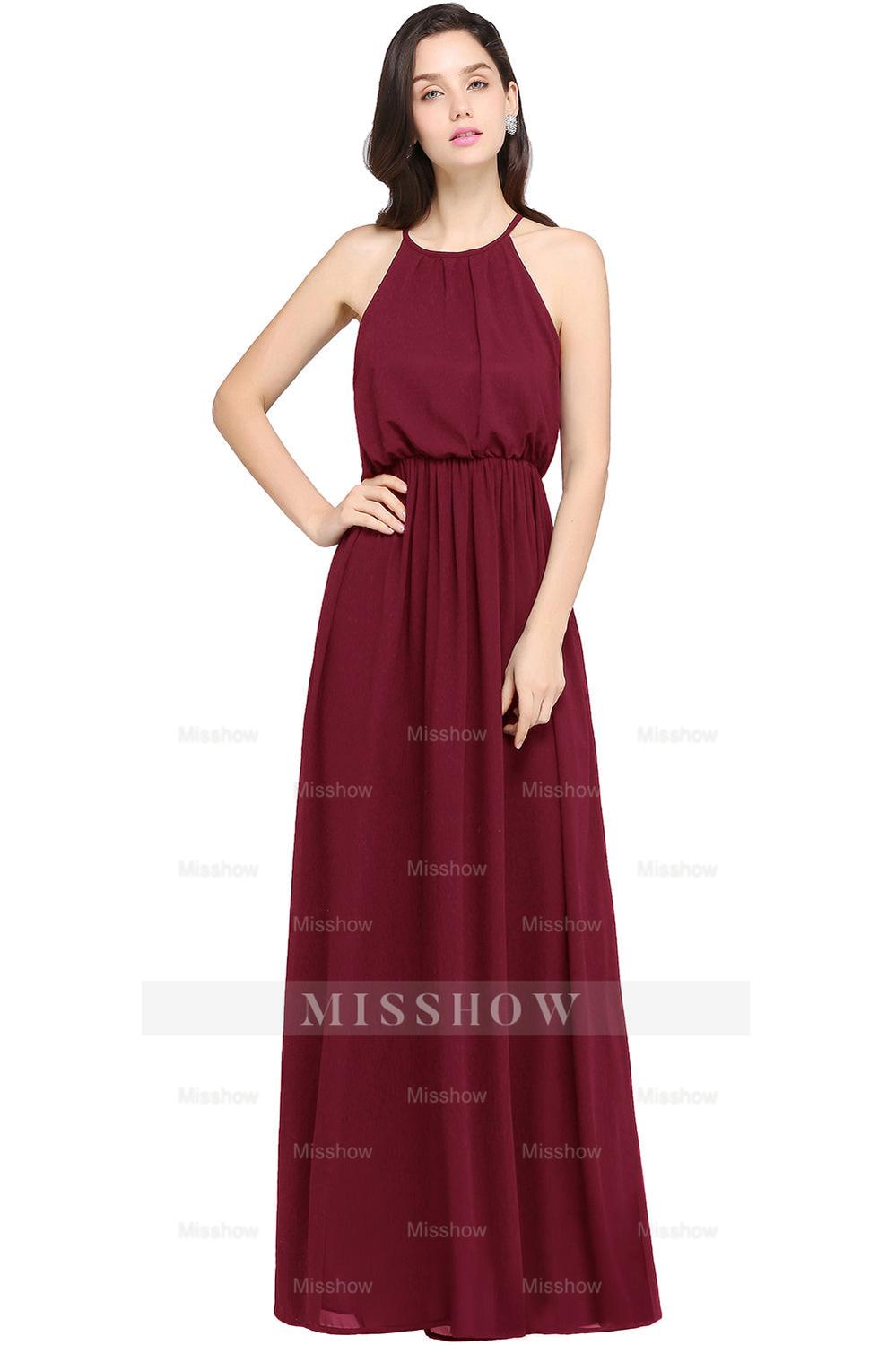 Amazing A-Line Scoop Sleeveless Chiffon Bridesmaid Dress