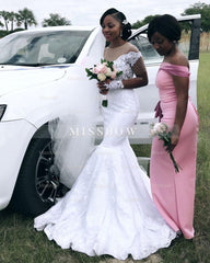 Appliques Sheer Tulle Mermaid Wedding Dress Pleated Bridal Wears