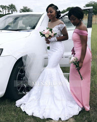 Appliques Sheer Tulle Mermaid Wedding Dress Pleated Bridal Wears