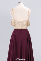 Appliques Spaghetti Straps Prom Dresses | A-Line Sleeveless Evening Dresses