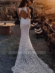 Awesome Lace Open Back Beach Mermaid Elegant Wedding Dresses